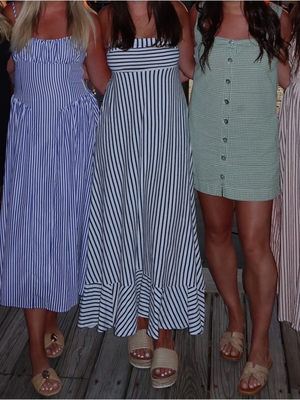 Free People Navy and White Strapless Midi Dress